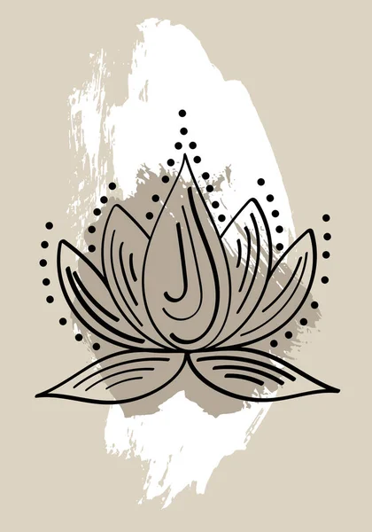 Graphical Flower Illustration Lotus Flower Line Art Beige Pattern Background — Stock Photo, Image