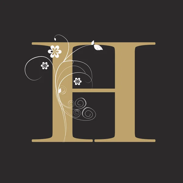 Luxury Boutique Letter H Monogram Logo, Vintage Golden Letter With Elegant Floral Design