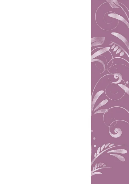 Elegante Fondo Púrpura Blanco Con Remolinos Pequeñas Hojas Espacio Para —  Fotos de Stock