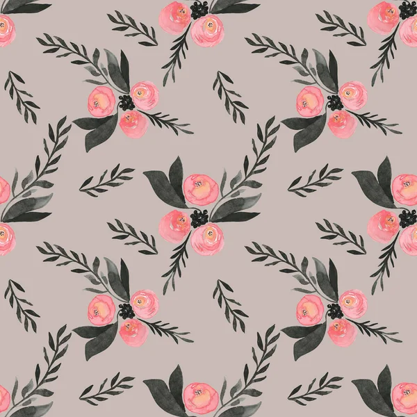 Seamless Background Flower Doodles Taupe Background Luxury Pattern Creating Textiles — Stock Photo, Image