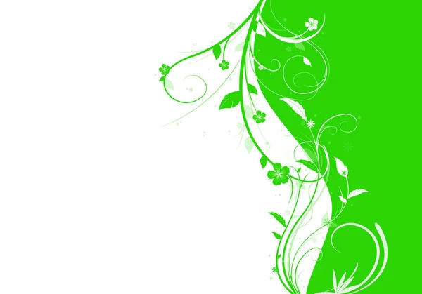 Elegant Green White Background Swirls Little Leaves Space Your Text — Stock Photo, Image