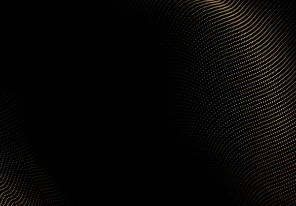 Gold Wave Flow Golden Glitter Black Background Abstract Shiny Color — Stockfoto