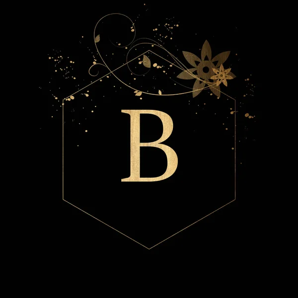 Luxus Boutique Letter Monogram Logo Vintage Golden Letter Elegáns Virágmintás — Stock Fotó