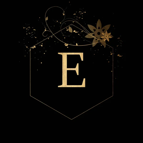 Luxury Boutique Letter Monogram Logo Vintage Golden Letter Elegant Floral — 스톡 사진