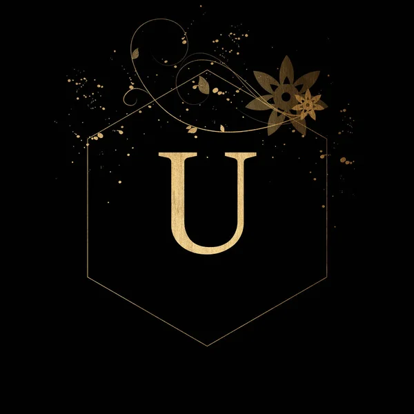 Luxury Boutique Letter Monogram Logo Vintage Χρυσό Γράμμα Κομψό Floral — Φωτογραφία Αρχείου