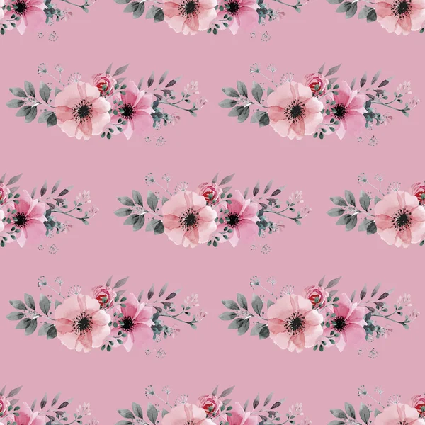 Seamless Background Flower Doodles Pink Background Luxury Pattern Creating Textiles — Stock Photo, Image