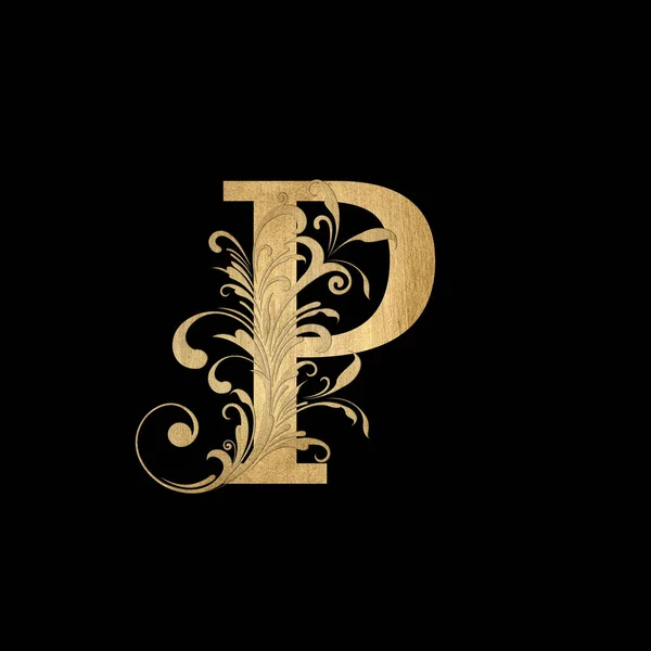 Luxury Boutique Letter Monogram Logo Vintage Golden Letter Elegant Floral — Stock Photo, Image