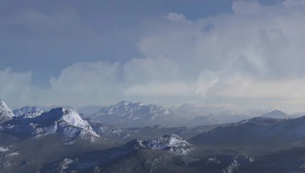 3D渲染 一个空旷冰冻 多云天空的景观 — 图库照片