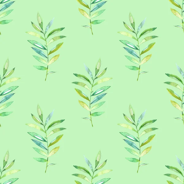 Nahtloser Hintergrund Mit Grünen Blattkritzeleien Pastellgrüner Hintergrund Luxus Muster Für — Stockfoto