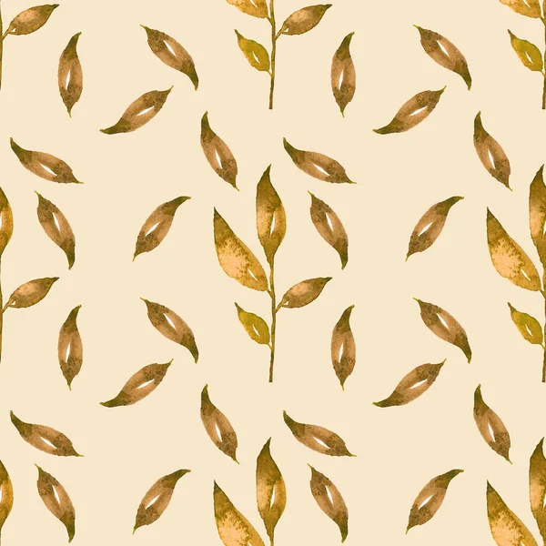 Seamless Background Falling Leaves Doodles Beige Background Luxury Pattern Creating — Stock Photo, Image