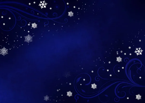 Fundo Azul Inverno Com Redemoinhos Flocos Neve Para Suas Próprias — Fotografia de Stock