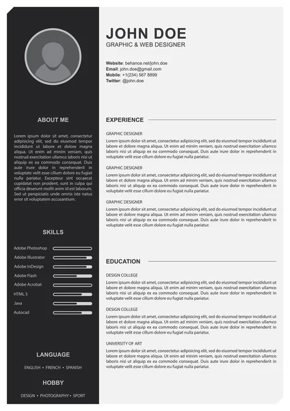 Resume vector template2 — Stock Vector