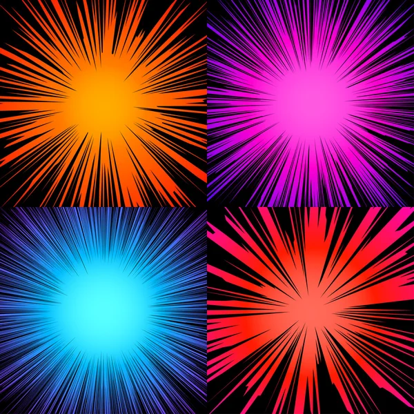 Explosion speed lines set — Stock Vector