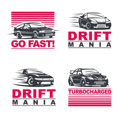 drift cars set clipart