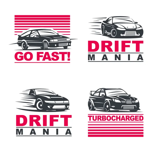 Drift cars set — Stock Vector
