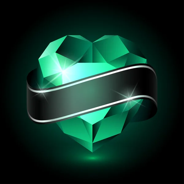 Zelené srdce smaragd-01 — Stockový vektor
