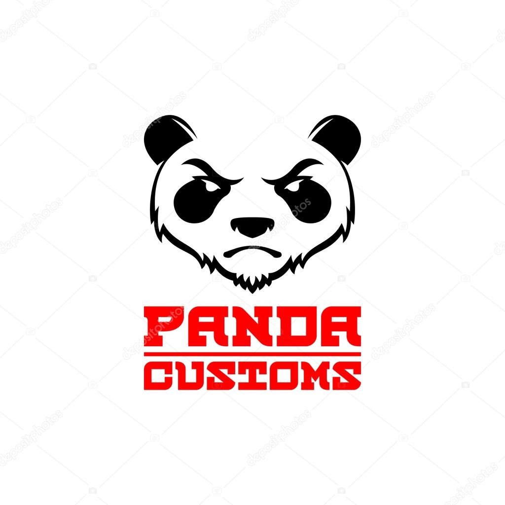Original Design Logo, Emblem, Label Template with Angry Panda. Animal design template elements for your corporate identity or sport team branding. For your Small Business Design. Vector EPS10.
