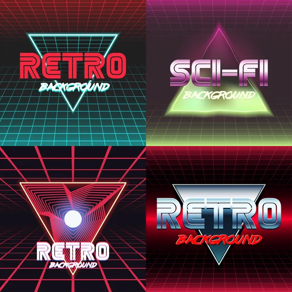 Ensemble de fond sci fi rétro — Image vectorielle