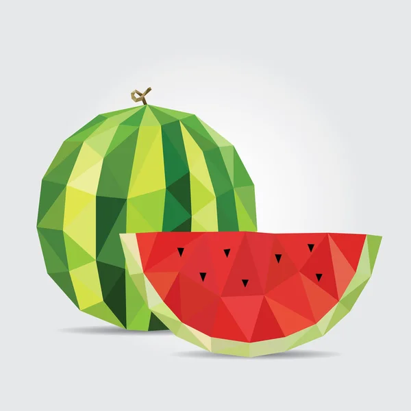 Vattenmelon, polygona vattenmelon i Vector — Stock vektor