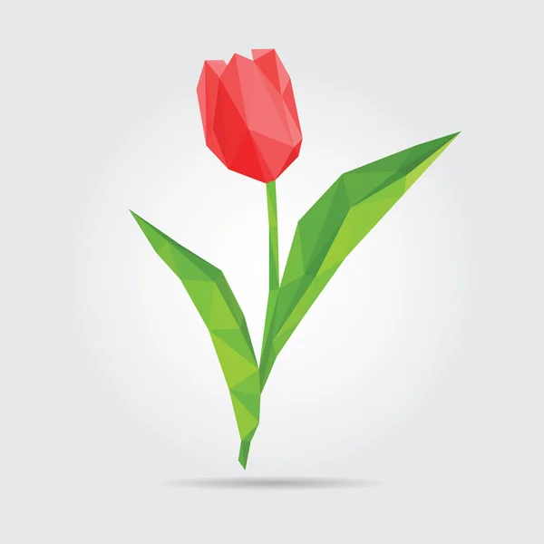 Polygonal Flower Tulip. Red Tulip in Vector