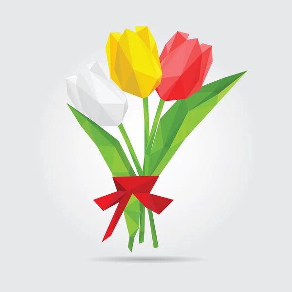 Vieleckige Blumen. polygonale Tulpen im Vektor — Stockvektor