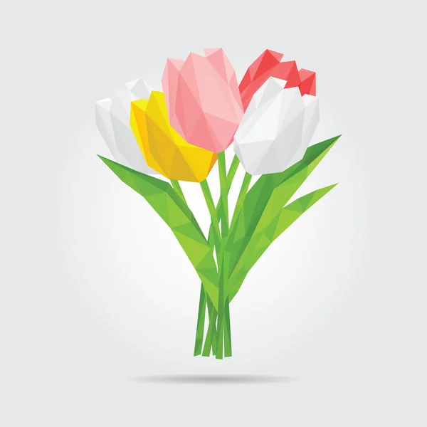Πολυγωνικό λουλούδια. Πολυγωνικό τουλίπες στο άνυσμα — Διανυσματικό Αρχείο