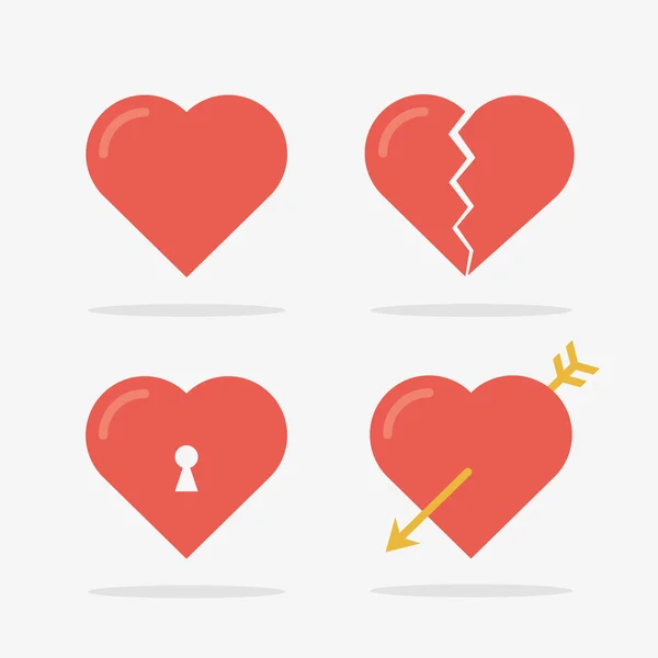 Hjärtat ikoner Set i Vector — Stock vektor