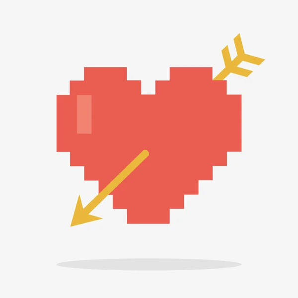8 bit kalp ve vektör ok simgesi — Stok Vektör