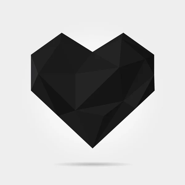 Polygonal svart hjärta i Vector — Stock vektor