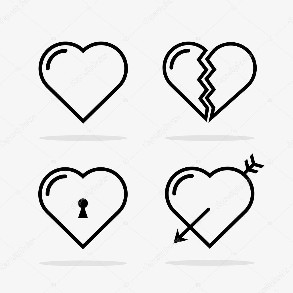 Heart Border Icons Set in Vector