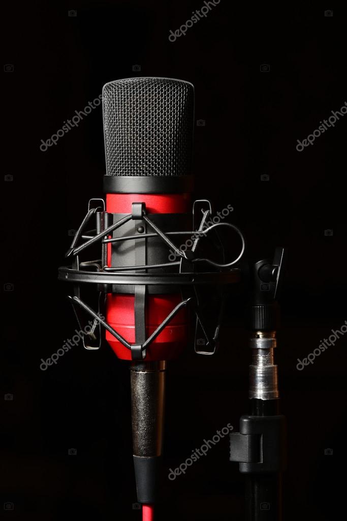 Studio Microphone With Shock Mount On Black Background Stock Photo By C Jingel 92401830