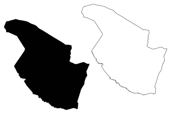 Ilustracja Wektora Mapy Państwa Qadarif Republika Sudanu Sudan Północny Skecz — Wektor stockowy