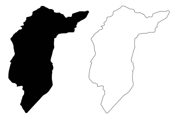 中达尔富尔州 苏丹共和国 北苏丹 地图矢量图解 速写草图中达尔富尔州 — 图库矢量图片