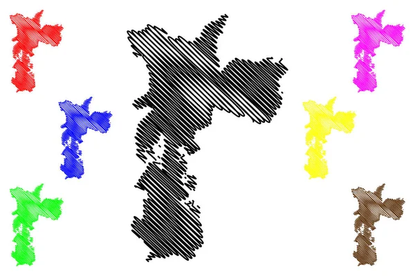 Ciudad Sao Paulo República Federativa Brasil Estado Sao Paulo Mapa — Archivo Imágenes Vectoriales