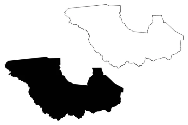 Westlicher Äquatorialstaat Staaten Des Südsudan Äquatorialregion Kartenvektorillustration Kritzelskizze Westliche Äquatorialkarte — Stockvektor
