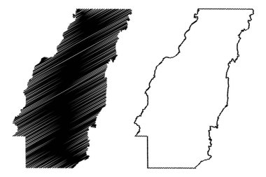 West Carroll County, Louisiana (ABD eyaleti, Amerika Birleşik Devletleri, ABD, ABD) harita vektör çizimi, karalama çizimi West Carroll Parish haritası