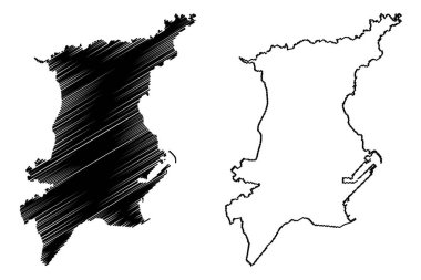 Annaba Şehri (Cezayir Halk Demokratik Cumhuriyeti, Annaba Eyaleti) harita vektör çizimi, çizim şehri Bona ve Kemik haritası