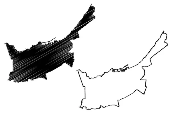 Ciudad Orán República Democrática Popular Argelia Provincia Orán Mapa Vector — Archivo Imágenes Vectoriales