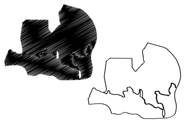 Ciudad Paz Stadt Republik Äquatorialguinea Provinz Djibloho Kartenvektorillustration Kritzelskizze Stadt — Stockvektor