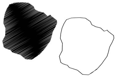 Bouake City (Fildişi Sahili, Fildişi Sahili, Fildişi Cumhuriyeti, Vallee du Bandama Bölgesi) harita vektör çizimi, karalama çizimi