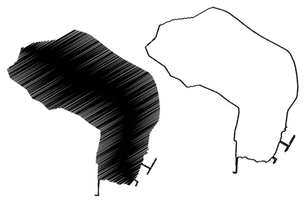 Banjul City República Gâmbia Divisão Banjul Mapa Ilustração Vetorial Esboço — Vetor de Stock