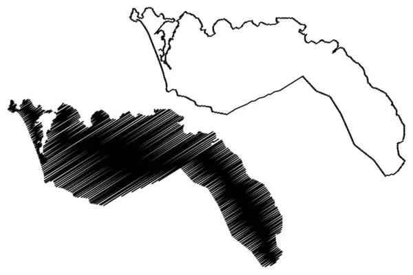 Карта Города Фритаун Республика Сьерра Леоне Салон Западный Регион Векторная — стоковый вектор