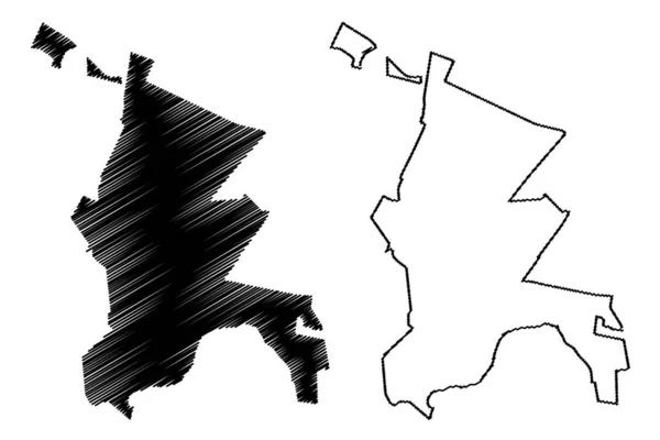 ヴェレニングシティ 南アフリカ共和国 Rsa州 Gauteng県 地図ベクトル図 スケッチブック ヴェレニングマップ市 — ストックベクタ