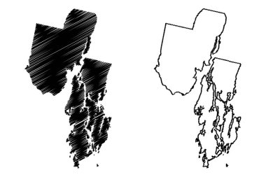 Sagadahoc County, Maine (ABD, Amerika Birleşik Devletleri, ABD, ABD) harita vektör çizimi, karalama çizimi Sagadahoc haritası