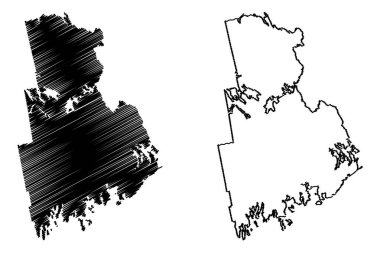 Washington County, Maine (ABD eyaleti, ABD, ABD) harita vektör çizimi, çizim Washington haritası