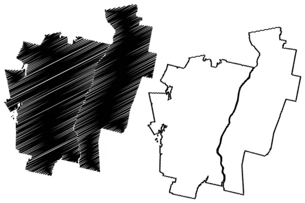 ケネベック郡 メイン州 アメリカ アメリカ アメリカ アメリカ 地図ベクトル図 スケッチブルなスケッチケネベック郡地図 — ストックベクタ