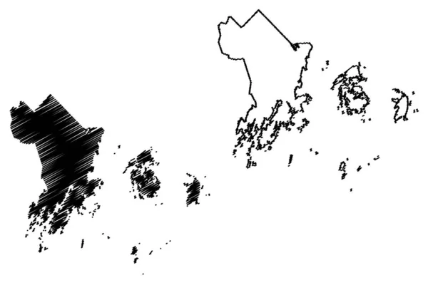 ノックス郡 メイン州 アメリカ アメリカ アメリカ アメリカ 地図ベクトル図 スクリブルスケッチノックス郡地図 — ストックベクタ