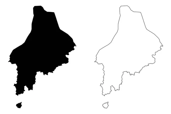 Карта Округа Кауэ Демократическая Республика Сан Томе Принсипи Сент Томас — стоковый вектор