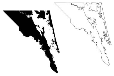 Currituck County, Kuzey Carolina Eyaleti (ABD, ABD, ABD, ABD) harita vektör çizimi, karalama çizimi Currituck haritası