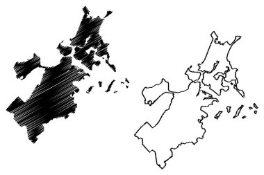 Suffolk County, Massachusetts Eyaleti (ABD, Amerika Birleşik Devletleri, ABD) harita vektör çizimi, Suffolk haritası